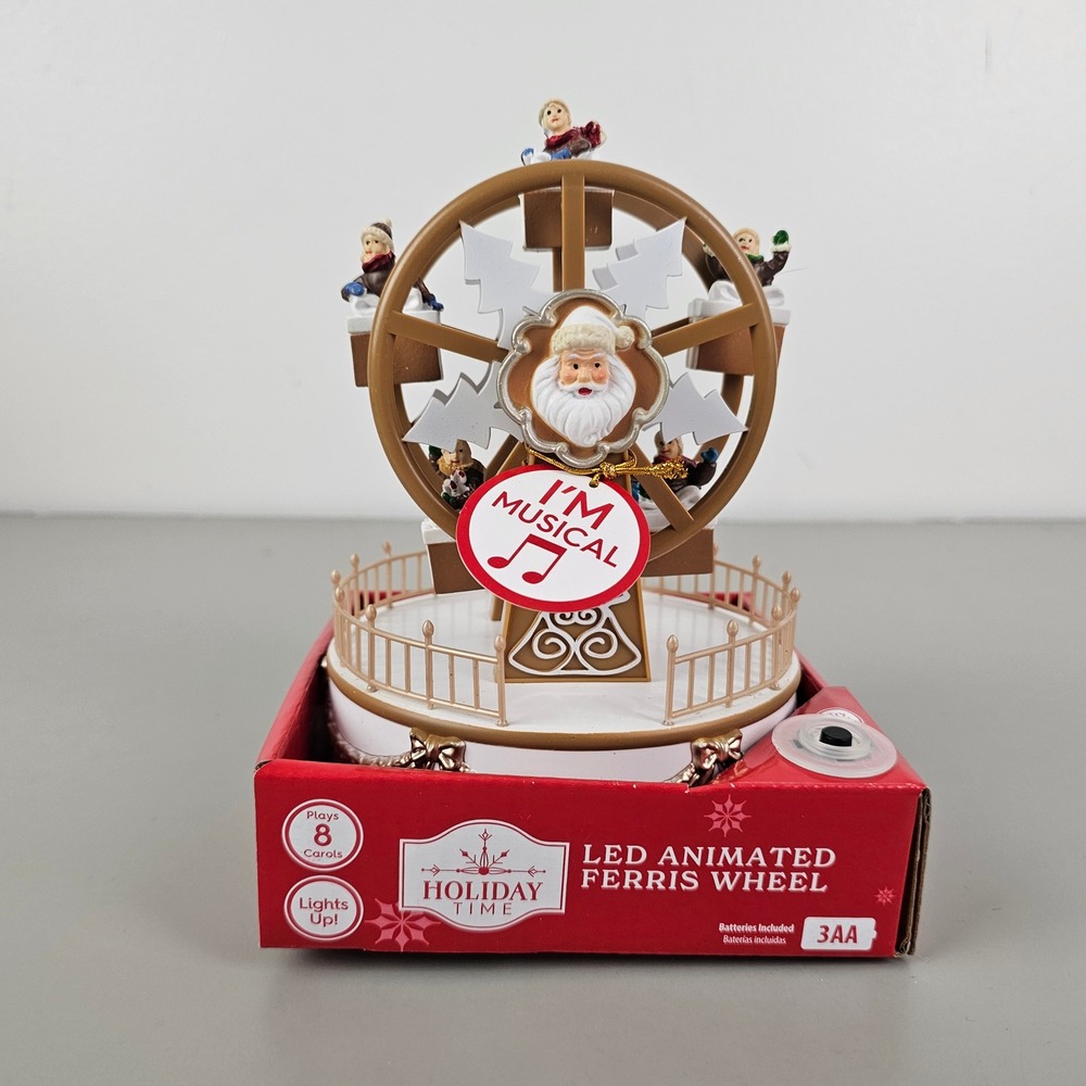 Holiday Time LED Animated Ferris Wheel Musical Christmas Village 8 Carols Santa